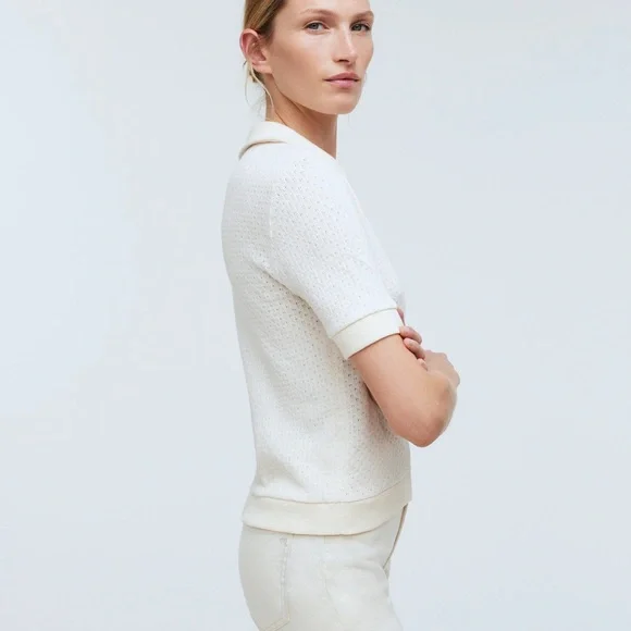 Madewell Women’s Collared Pointelle Sweater Tee - Picture 2 of 8